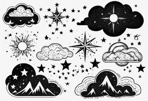 cloud with the date and stars tattoo idea