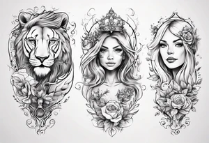 Female forearm, daughter, son, fairytale, family tree, leo tattoo idea