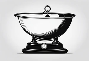 Picture of weight scale with a cross in the bowl on one side weighed down tattoo idea