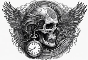 Angel of death, pocket watch, 1114, tornado, lightning tattoo idea
