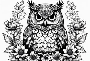 Sunflower and owl tattoo idea