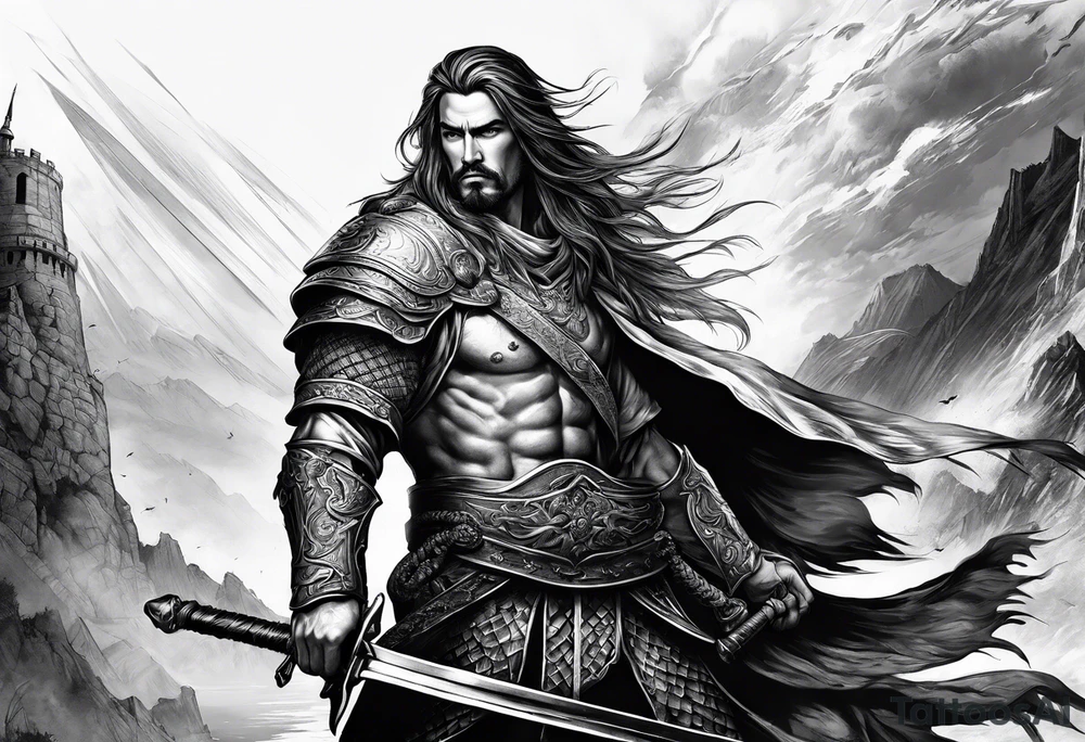 Man with a sword at the War tattoo idea