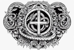a cross with a snake around it tattoo idea