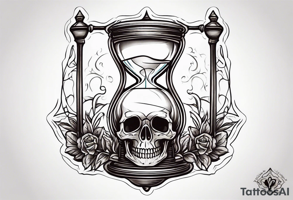 Hour glass skull on bottom tattoo idea