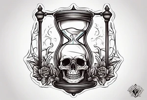 Hour glass skull on bottom tattoo idea