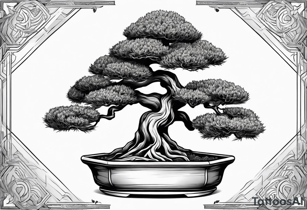 bonsai tree with one side that has more foliage than the other tattoo idea