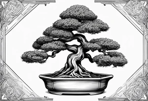 bonsai tree with one side that has more foliage than the other tattoo idea