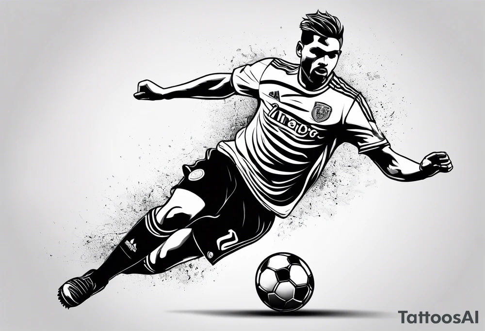 Soccer guy shooting ball tattoo idea