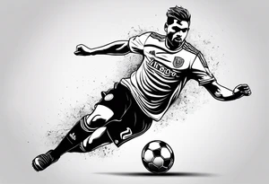 Soccer guy shooting ball tattoo idea