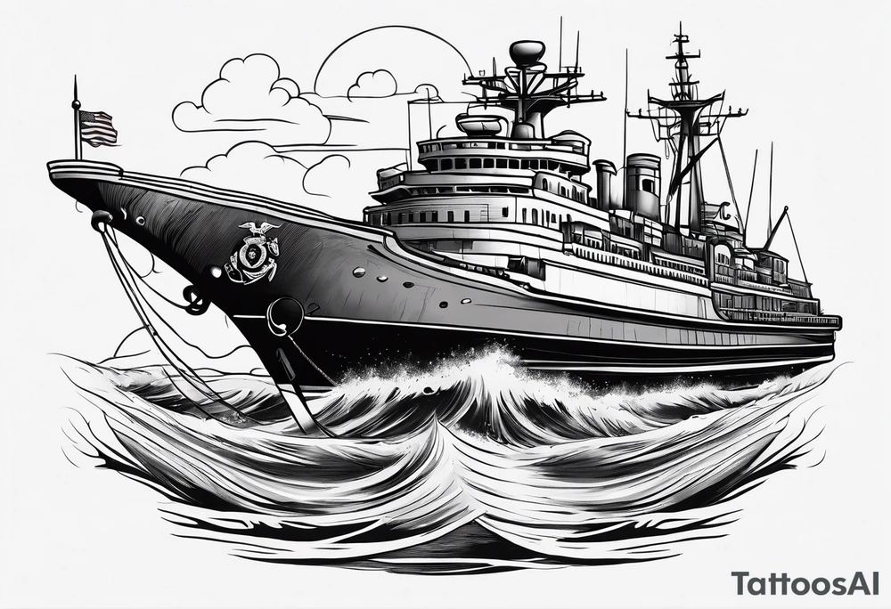 arm
symbolism of world travel and Marine Corps tattoo idea