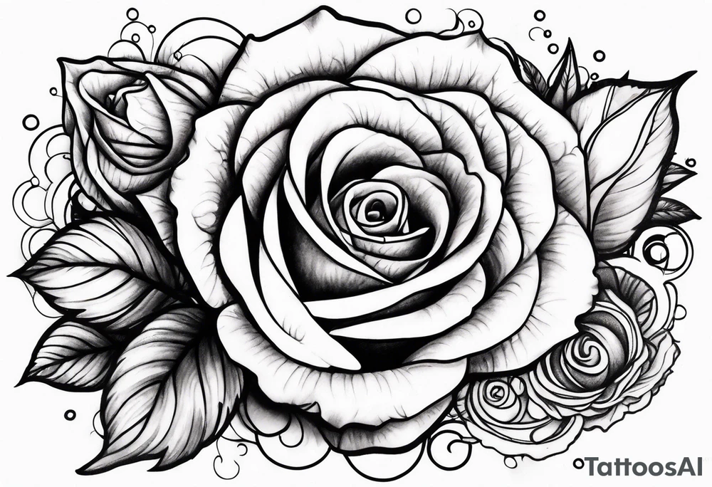 Roses with filled in stars & bubbles tattoo idea