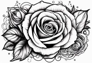 Roses with filled in stars & bubbles tattoo idea