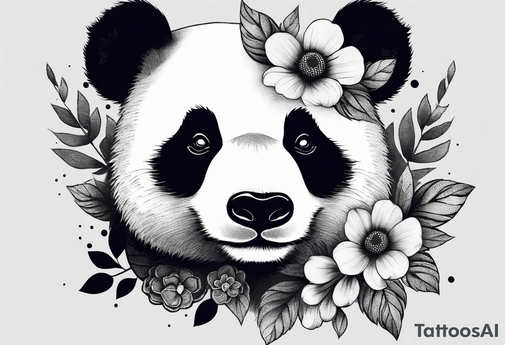 Punk Panda with flowers tattoo idea