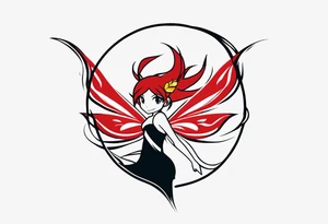 A fairy with a tail that is the fairy in the Fairy Tail anime guild logo in the same position tattoo idea