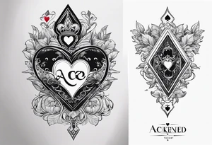 A right side of neck, tattoo of the king of hearts with the Ace of spades behind it and an enchanted leaves around it tattoo idea