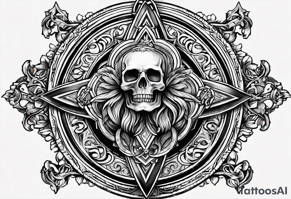 A tattoo that states catholic religion, pain and discipline to achieve your goals in life. it should be placed on the upper back. tattoo idea