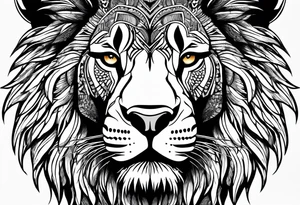 Africa continent shape with a detailed roaring lion face filling the inside tattoo idea