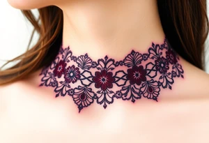 A deep burgundy lace bracelet, softly fading into a watercolor effect, symbolizing love and passion tattoo idea