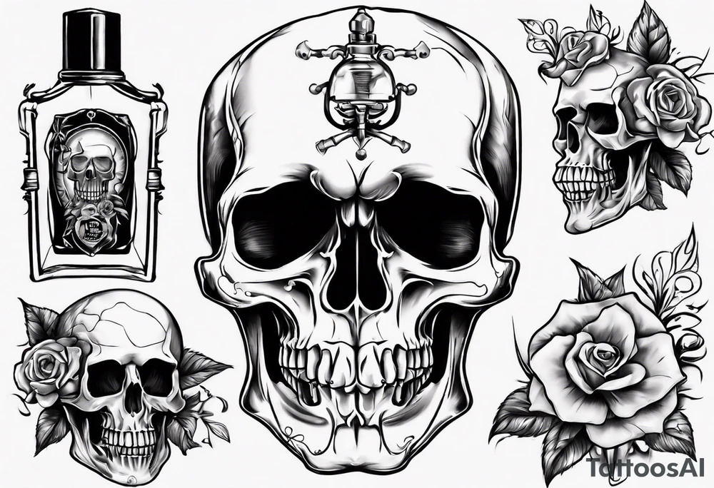 perfume but bottle is a skull tattoo idea