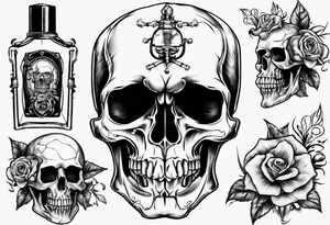 perfume but bottle is a skull tattoo idea