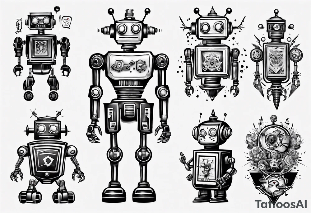 robot design tattoo idea