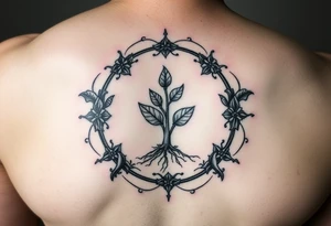 sprout tattoo incorporated in a cycle that symbolizes that every year we just grow all over again tattoo idea