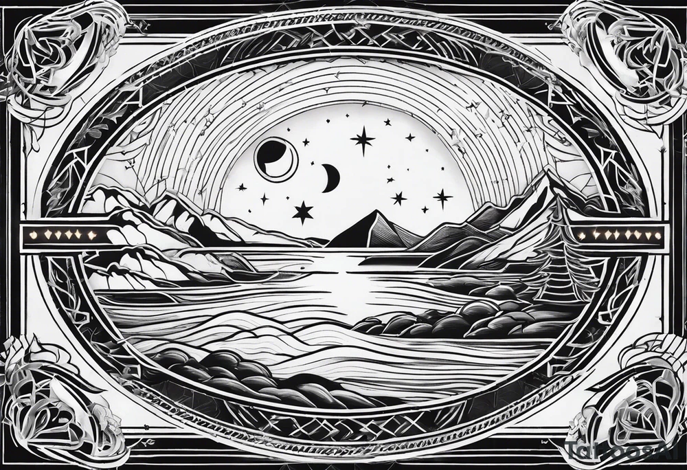 elegant dainty spiritual moon sun arrow tattoo idea