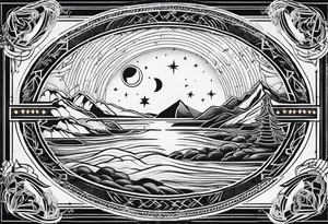 elegant dainty spiritual moon sun arrow tattoo idea