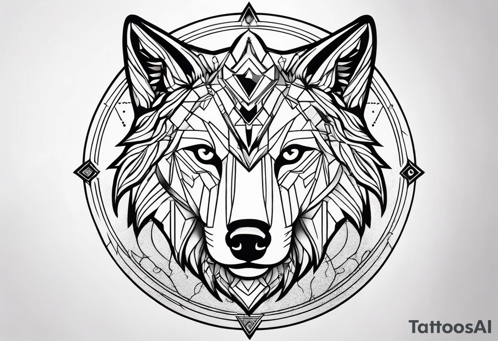 Futuristic design for Virgo zodiac sign and wolves tattoo idea