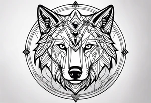 Futuristic design for Virgo zodiac sign and wolves tattoo idea