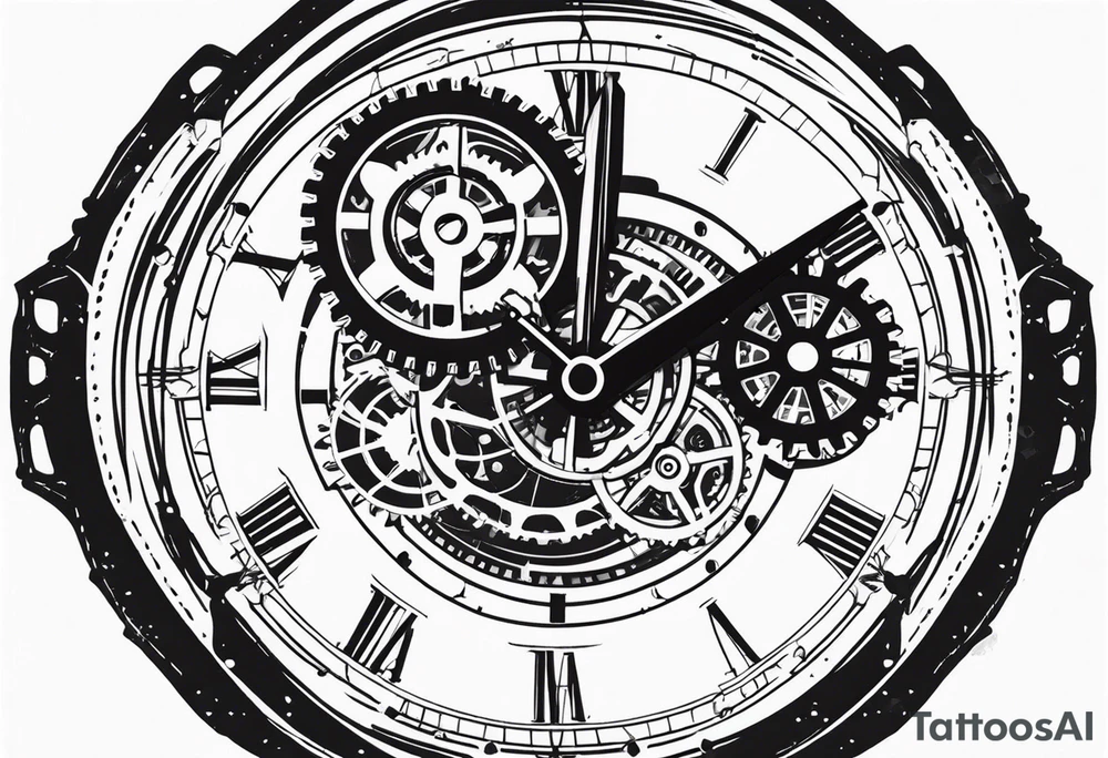 Steampunk clock with gears. tattoo idea