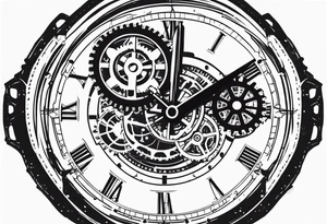 Steampunk clock with gears. tattoo idea