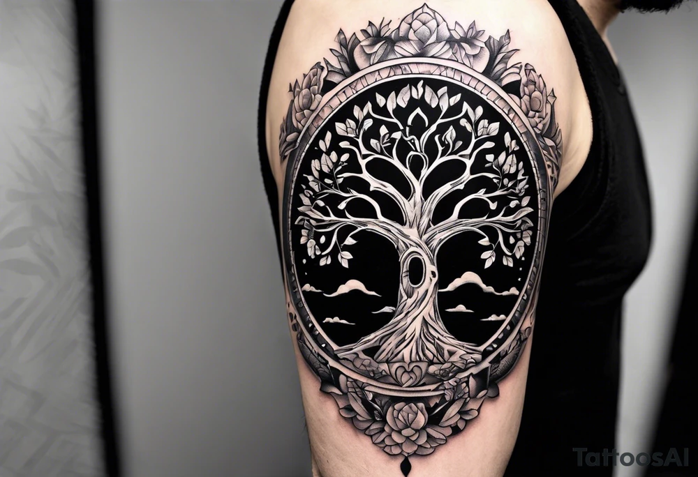 Should be on the arm or hand it can also be around the arm like a circle. The tattoo should be tree of life with thia text: Don't waste your time looking back, you're not going that way. tattoo idea