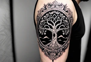 Should be on the arm or hand it can also be around the arm like a circle. The tattoo should be tree of life with thia text: Don't waste your time looking back, you're not going that way. tattoo idea