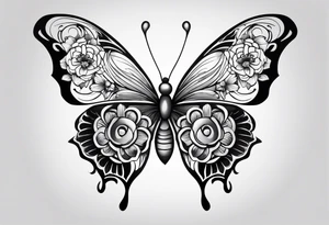 Butterfly with flower wings tattoo idea