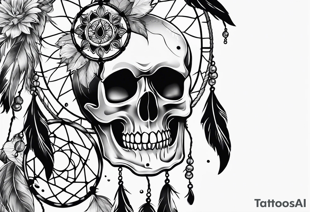 Dream catcher with skulls tattoo idea
