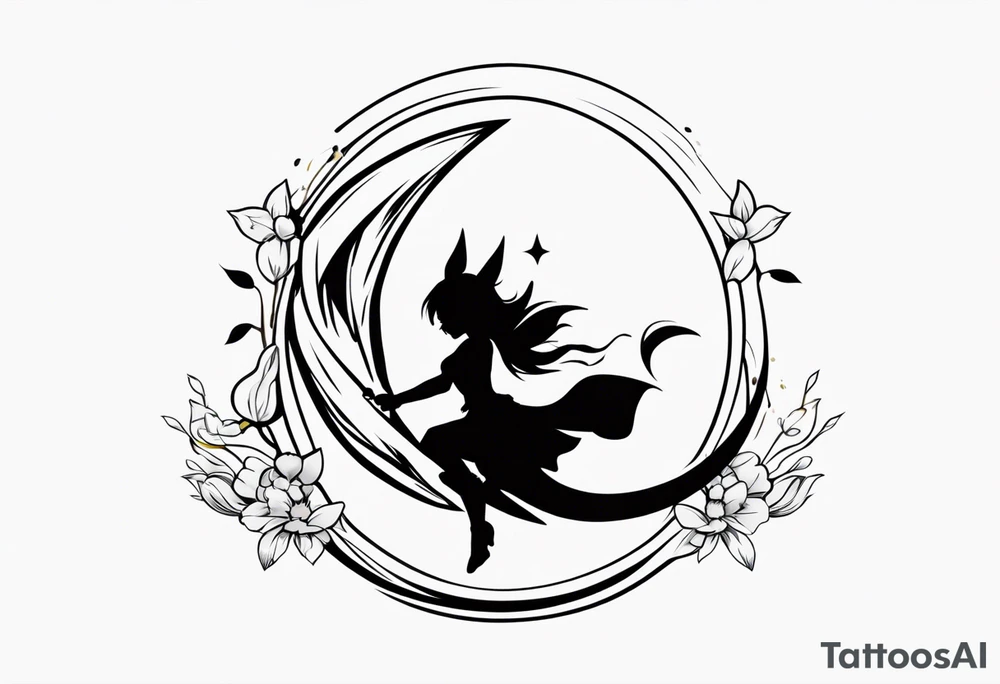 A fairy with a tail that is the fairy in the Fairy Tail anime guild logo tattoo idea