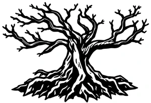 tree with 6 branches and 6 roots tattoo idea