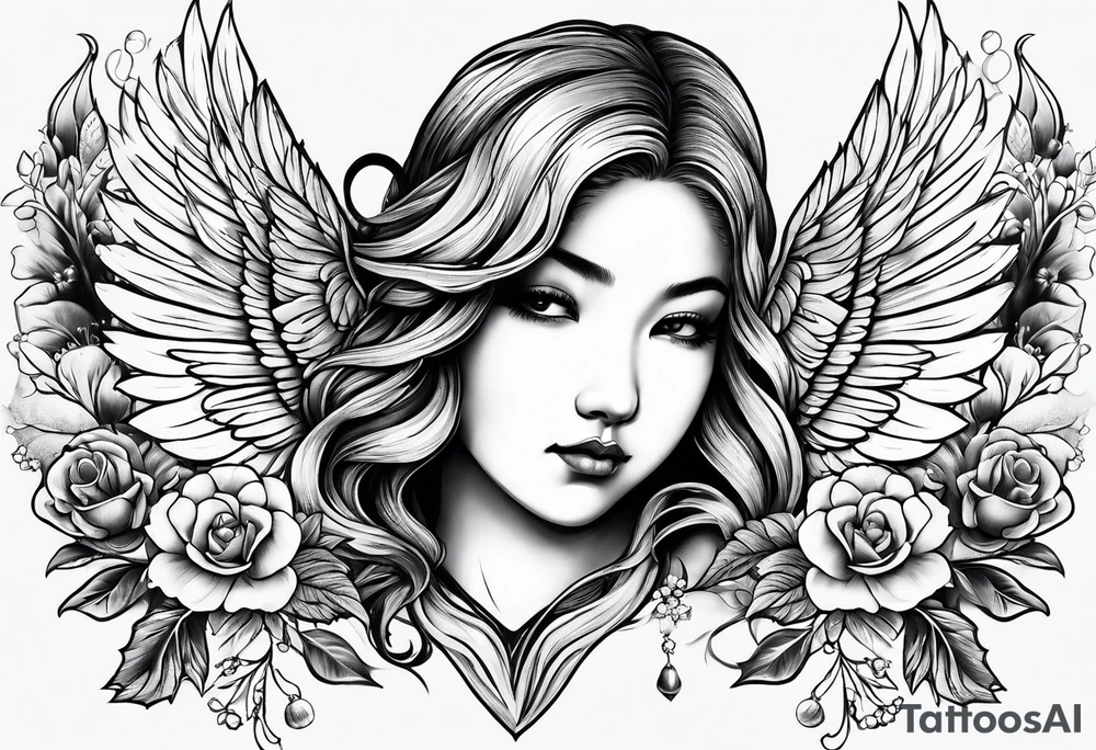 Memorial tattoo in honor of grandma containing an acorn and also angel tattoo idea