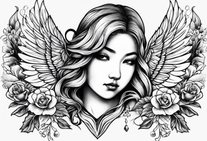 Memorial tattoo in honor of grandma containing an acorn and also angel tattoo idea