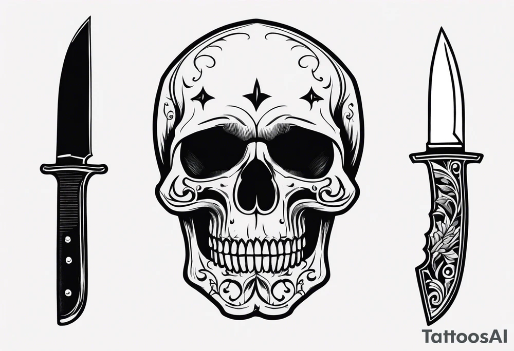 Knife, skull tattoo idea