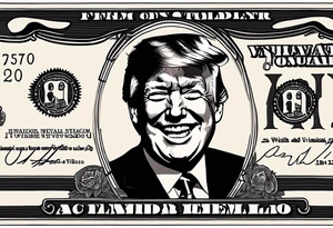 U.S. bills with President Trump laughing. tattoo idea