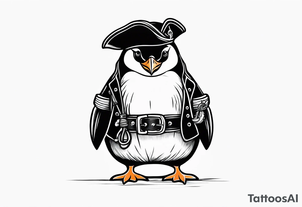 penguin dressed as a pirate tattoo idea
