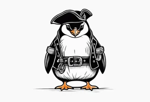 penguin dressed as a pirate tattoo idea