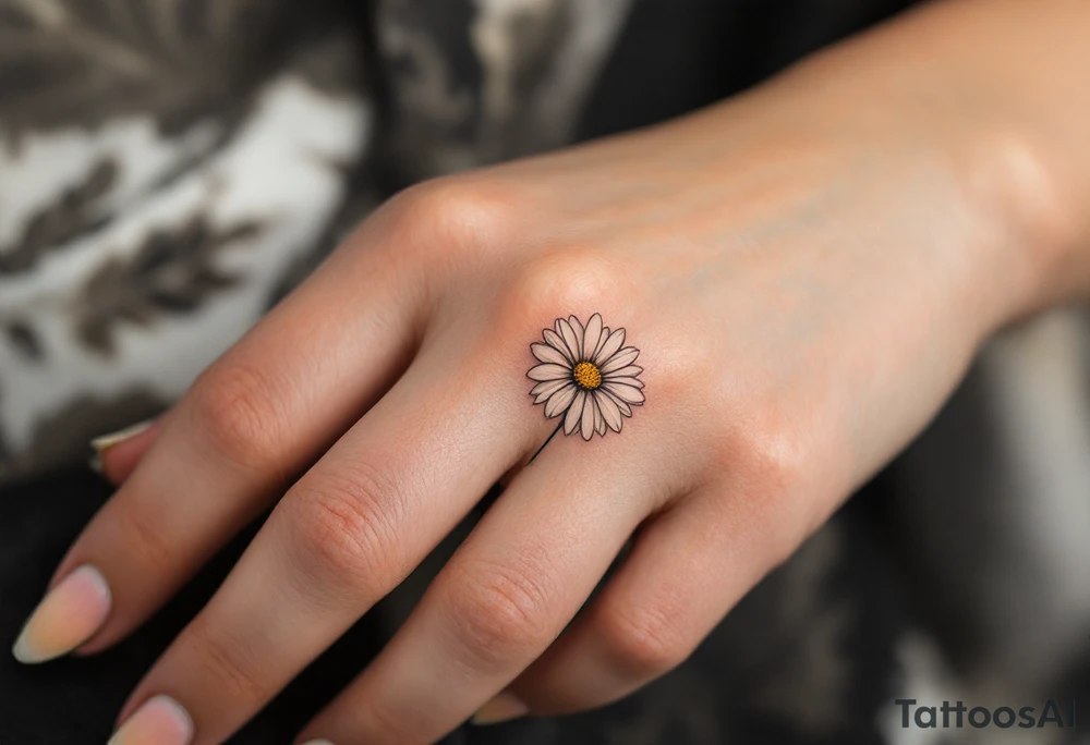 A band with a single engraved daisy tattoo idea
