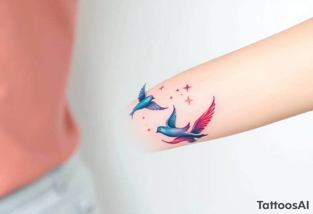 birds flying to the stars tattoo idea