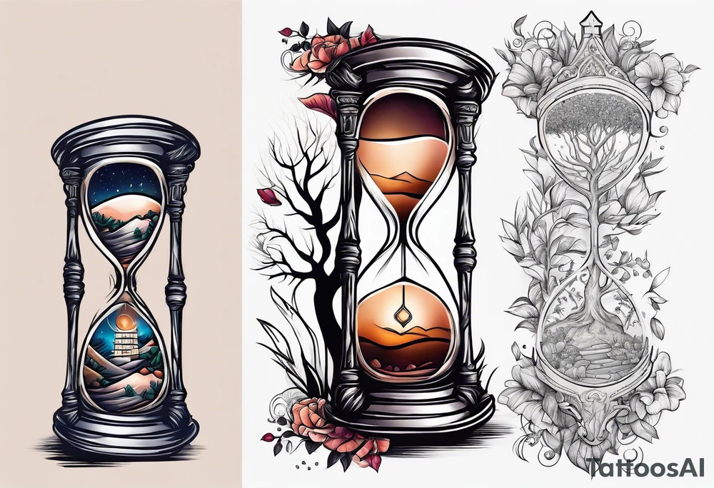 hourglass and tree of life tattoo idea