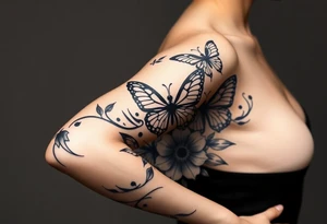 Butterflies and tulips tattoo idea