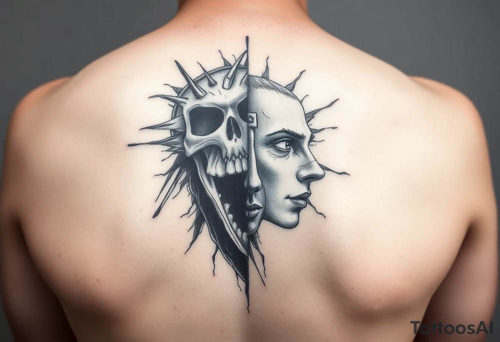 pencil sketch of dark and light emotion tattoo idea