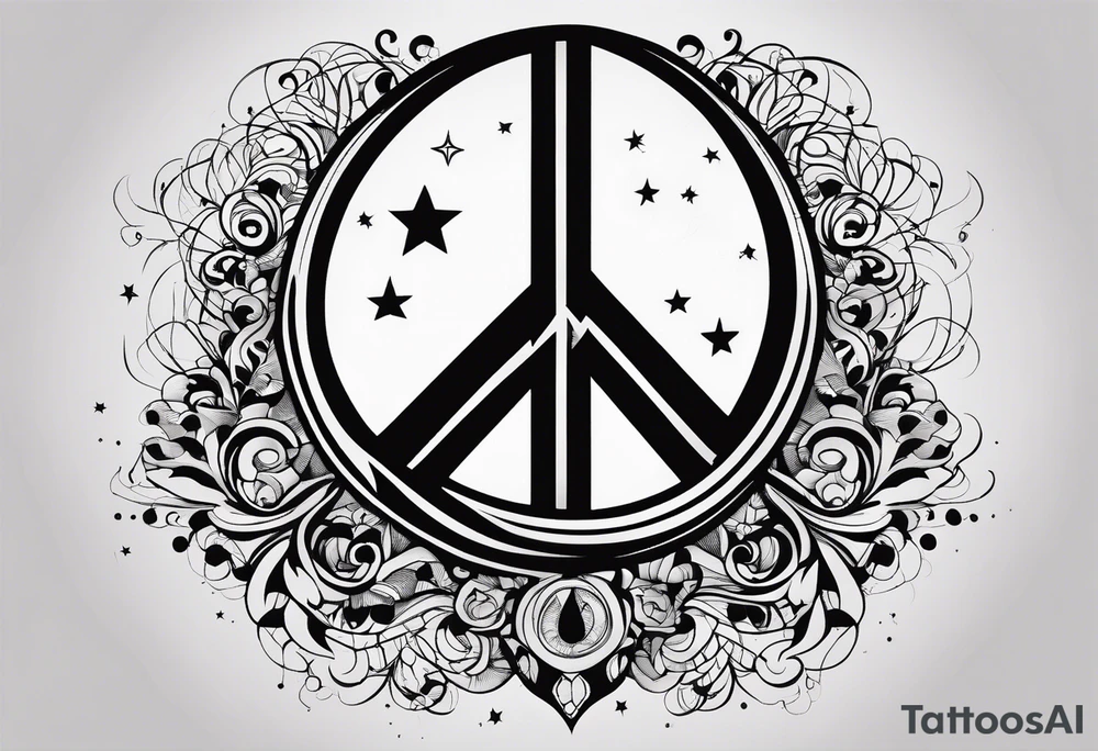 Crescent moon symbol, freedom symbol,  peace symbol, atheist symbol all combined into one abstract tattoo idea